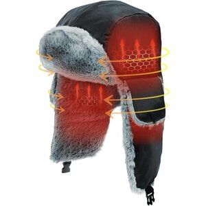 Heated Trapper Hat Faux Fur Rechargeable Battery for Unisex